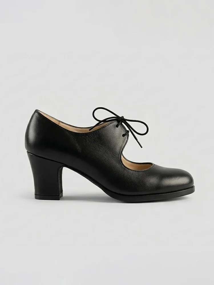 Zapatos de baile BASIC CORDONERA Piel/Ante Negro | Begona Cervera